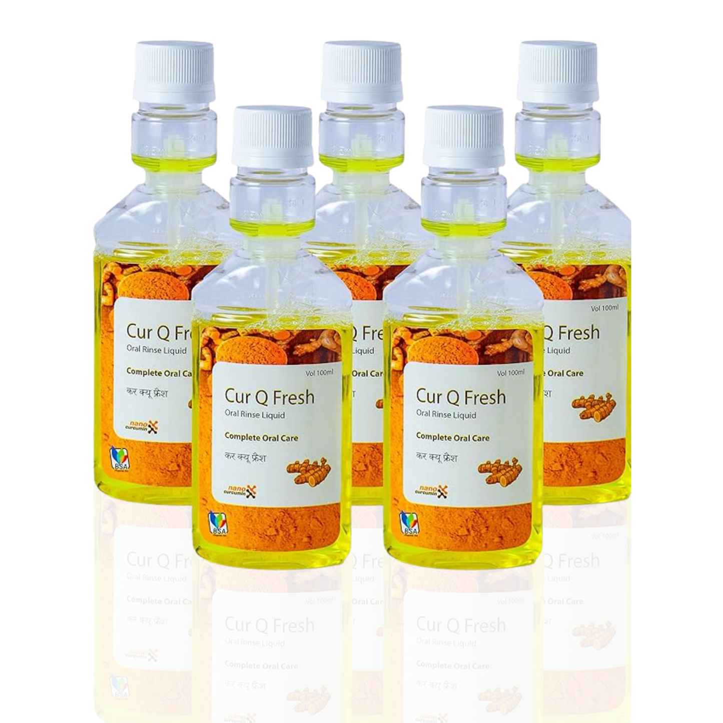 Cur-Q-Fresh Tulsi Curcumin Mint Herbal Mouth Wash (Pack of 5) 100 ml