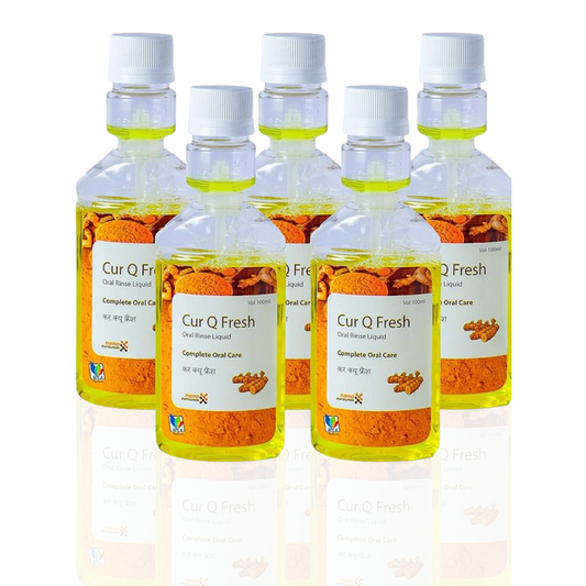 Cur-Q-Fresh Tulsi Curcumin Mint Herbal Mouth Wash (Pack of 5) 100 ml