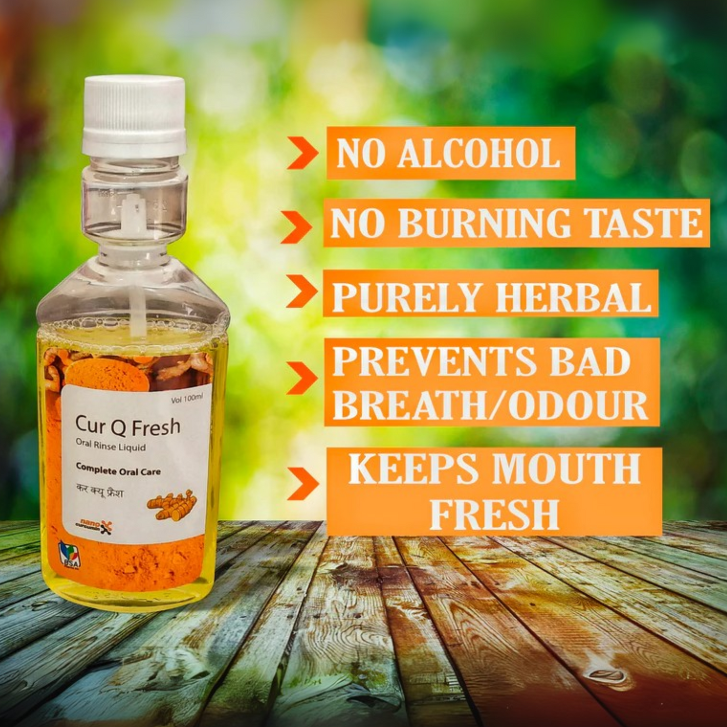 CUR Q Fresh Herbal Mouthwash(Pack of 2)