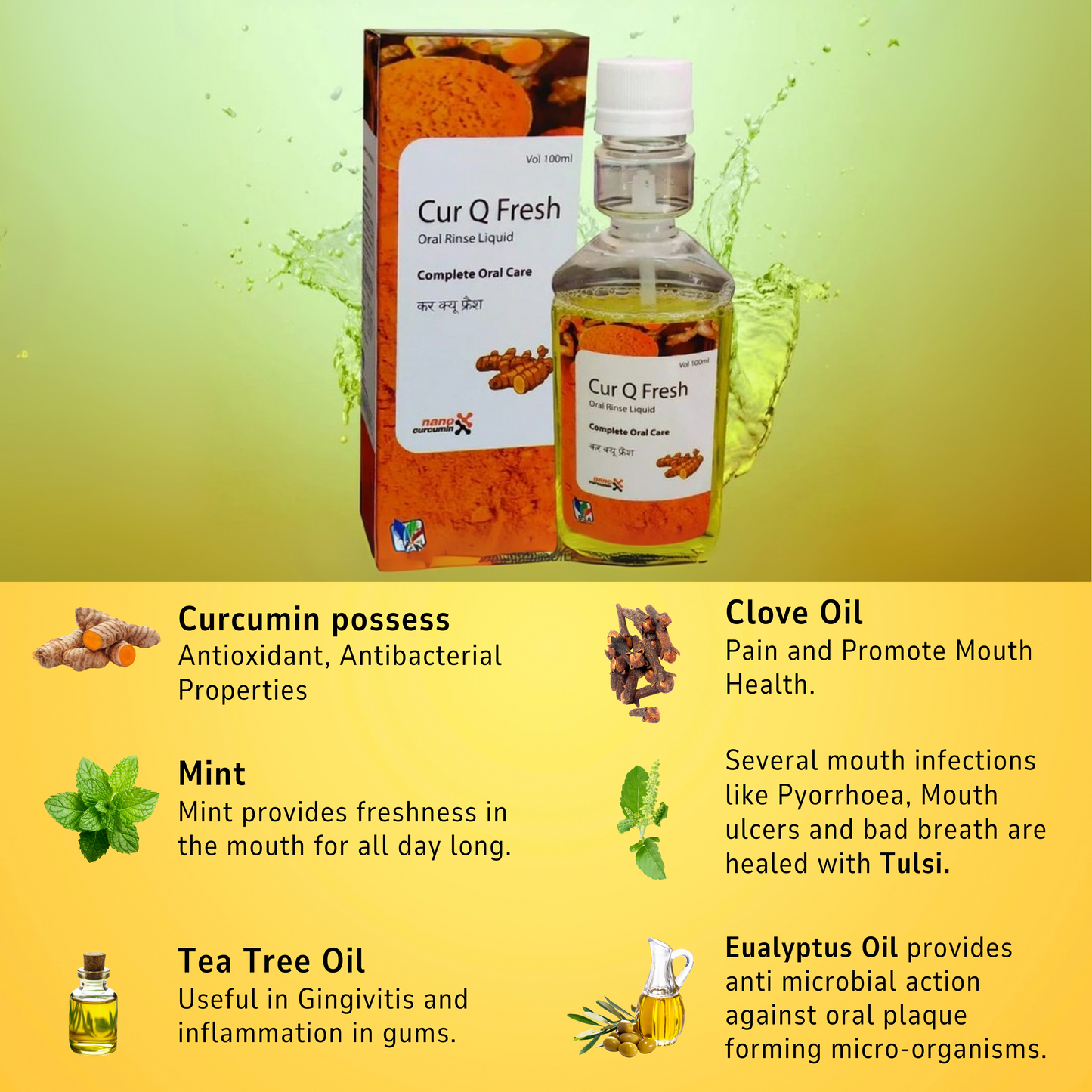 CUR Q Fresh Herbal Mouthwash(Pack of 2)