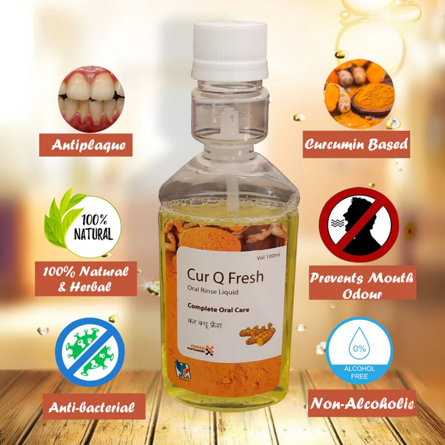 CUR Q Fresh Herbal Mouthwash(Pack of 2)